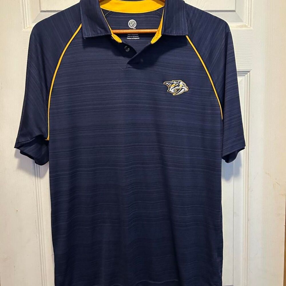 Nhl Men's Navy and Blue Polo-shirts